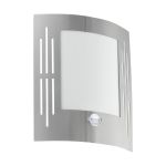 Eglo Wandleuchte City Rostfreier Stahl | IP44 - Geeignet für 1x E27 - Bewegungssensor